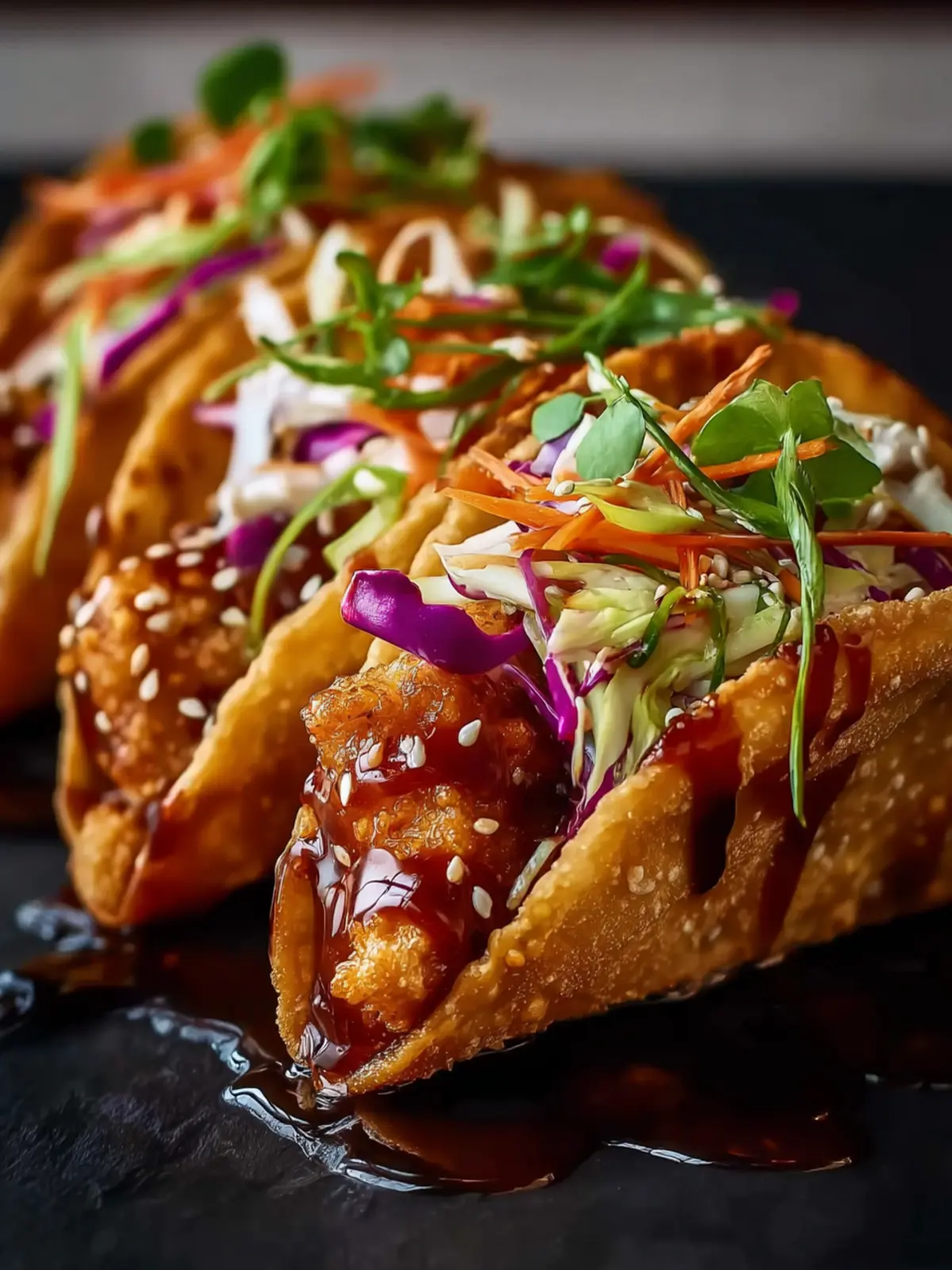 Crispy Chicken Wonton Tacos with Sweet Teriyaki Glaze First Image
