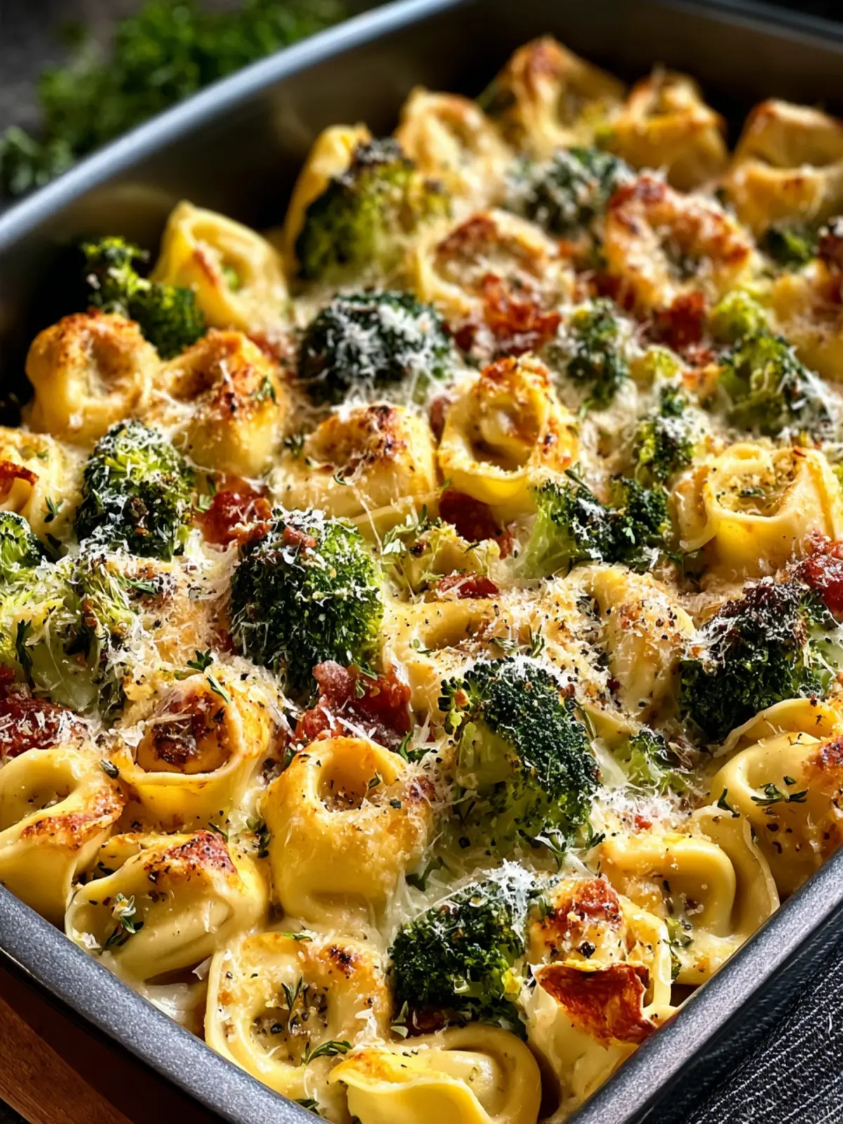 Irresistible Sheet Pan Broccoli Tortellini Bake Recipe First Image