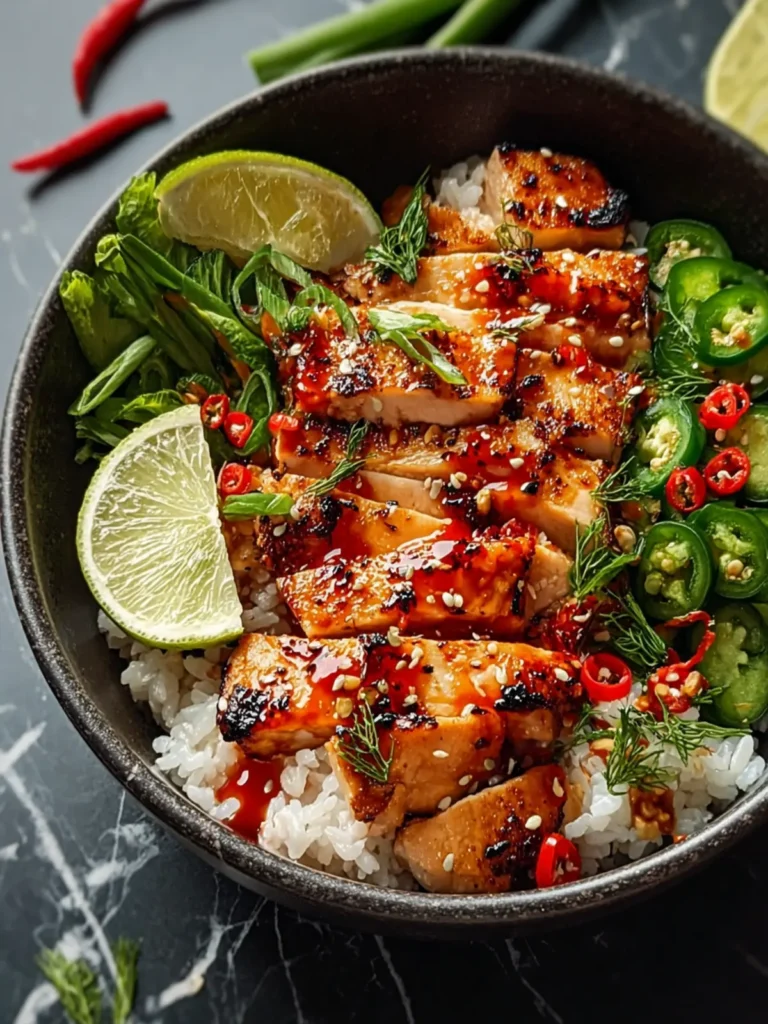 Sweet Chili Chicken Bowl with Coconut Lime Drizzle Delight First Image