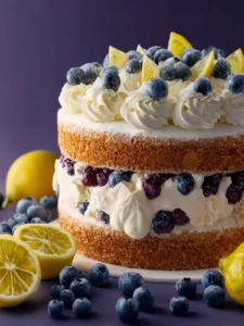 Lemon Blueberry Cake with Whipped Lemon Frosting First Image