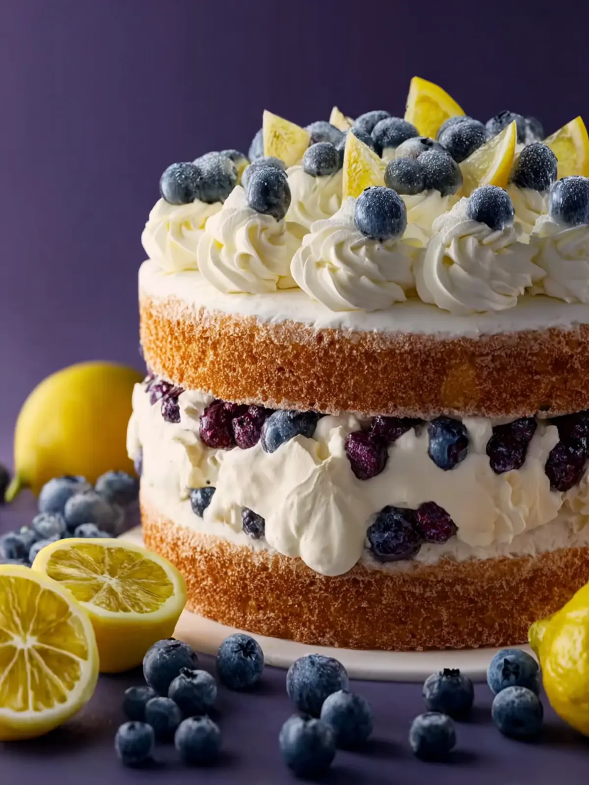 Lemon Blueberry Cake with Whipped Lemon Frosting First Image
