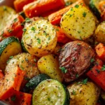 Garlic Herb Roasted Potatoes Carrots and Zucchini First Image