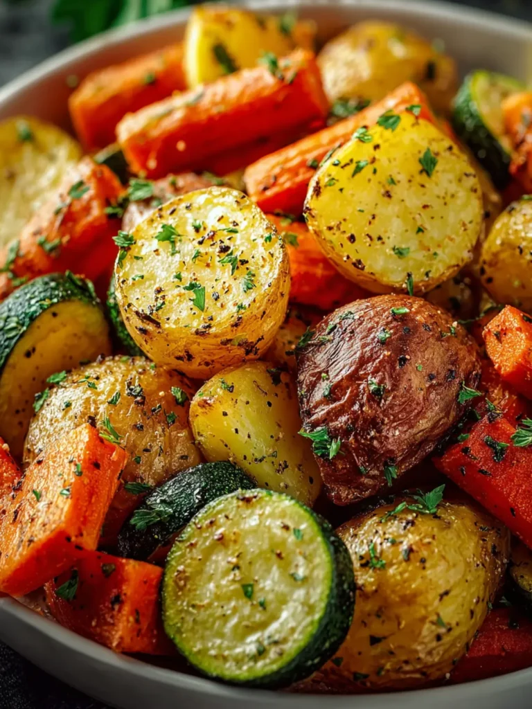 Garlic Herb Roasted Potatoes Carrots and Zucchini First Image