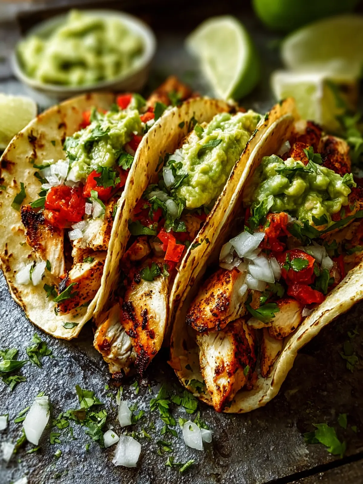 Savor Authentic Chicken Street Tacos with Fresh Guacamole First Image