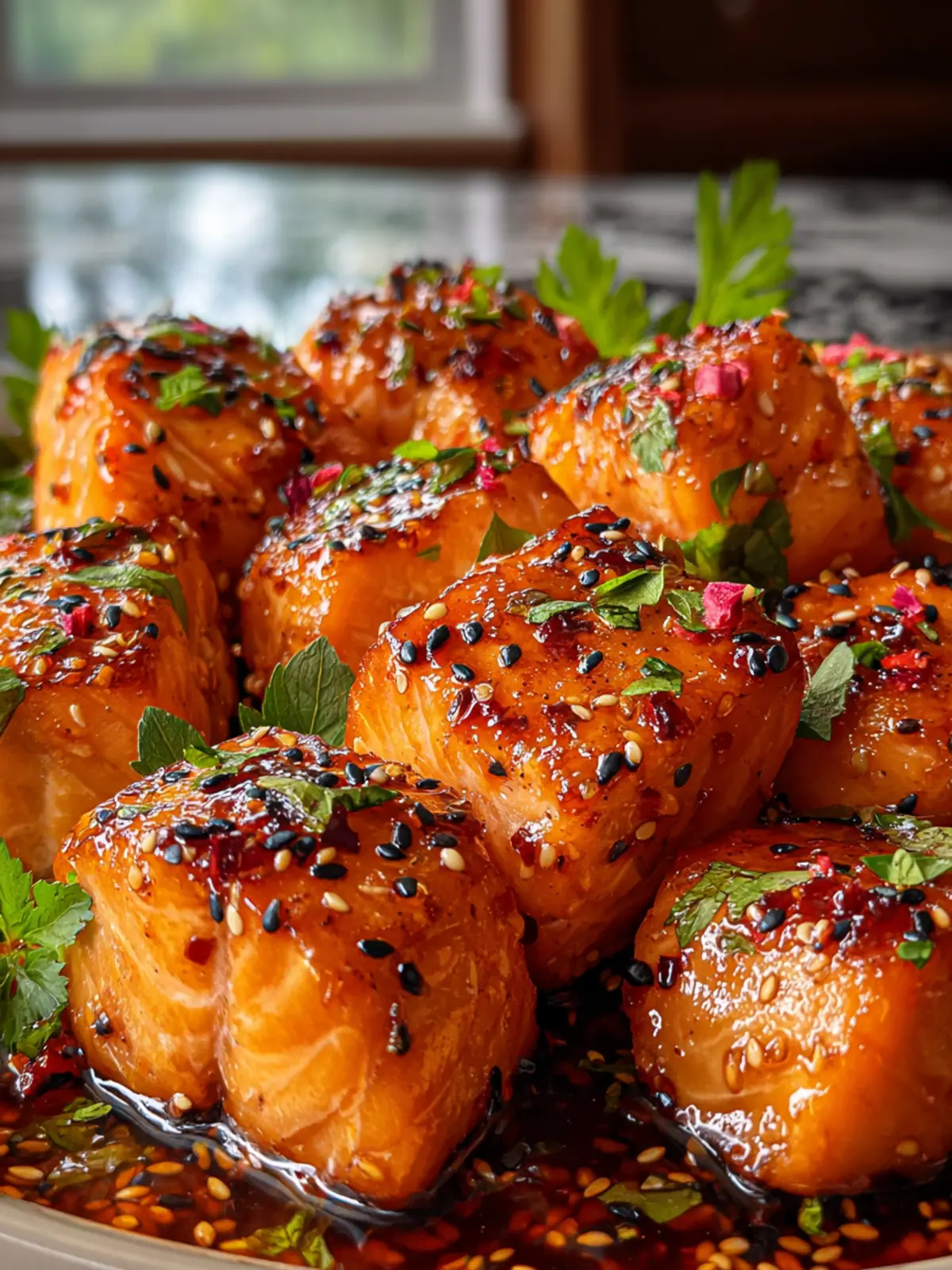 10 Irresistible Mouthwatering Honey Garlic Salmon Bites First Image