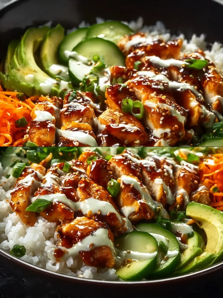 Spicy Honey-Ginger Chicken Bowls with Yum Yum Sauce First Image