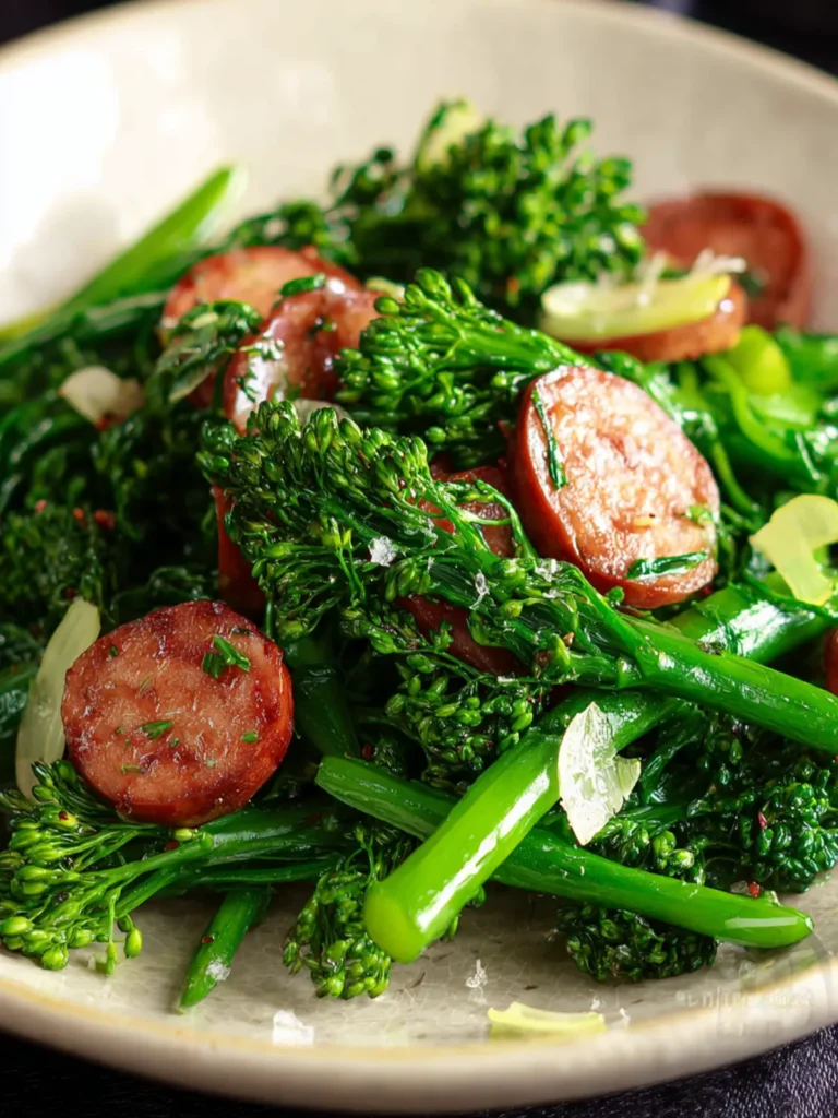 Sautéed Broccolini With Sausage For One First Image