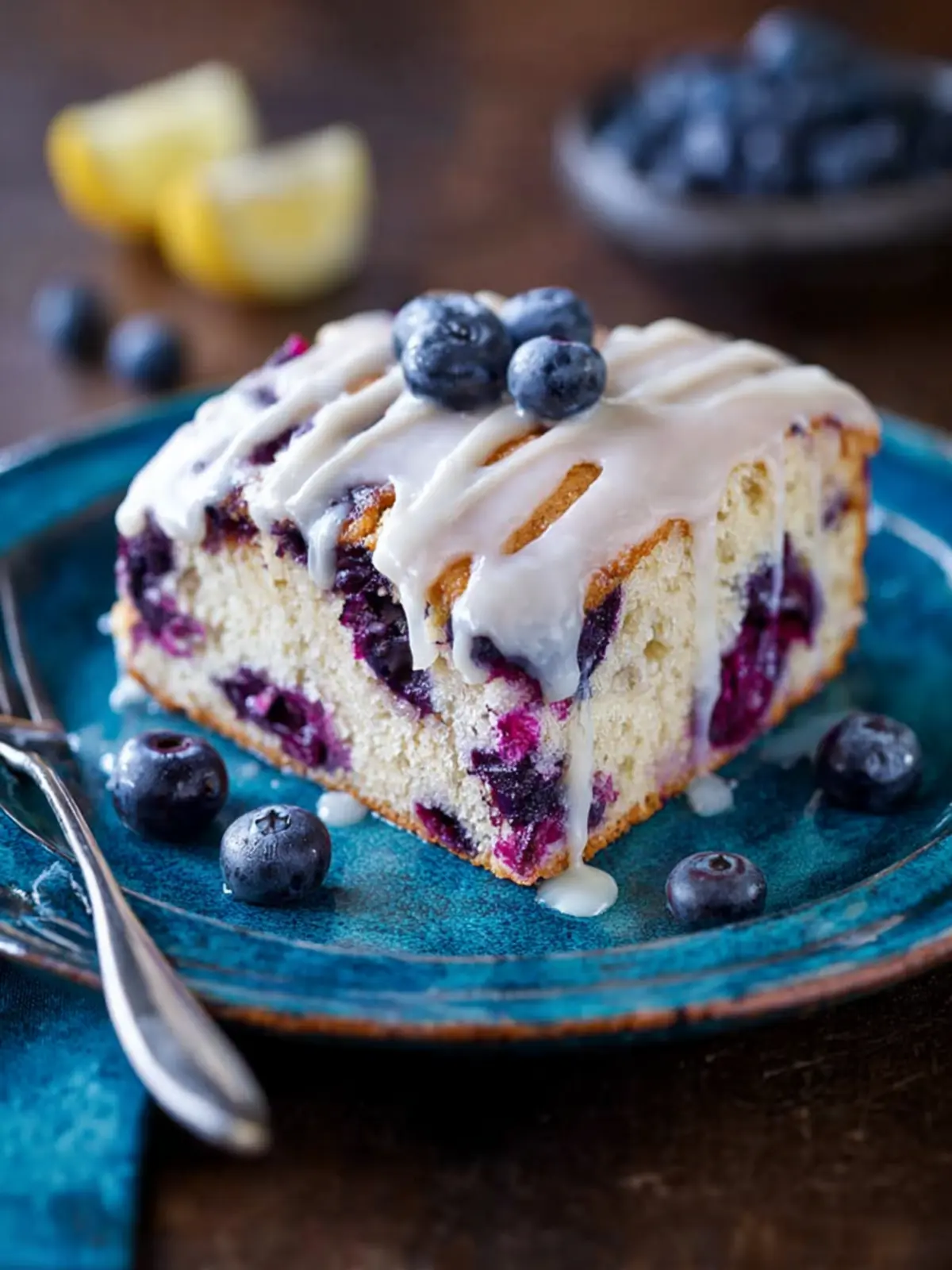 Blueberry Yogurt Cake with Lemon Vanilla Glaze First Image